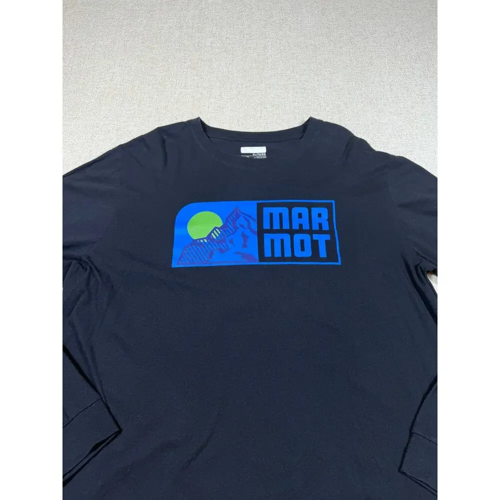 Marmot Men XL Black Long Sleeve Graphic T Shirt Outdoor Casual Performance